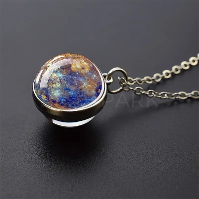 Luminous Round Alloy with Glass Planet Pendant Necklaces FS-WG4A1FF-05-1