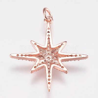 Brass Micro Pave Cubic Zirconia Pendants ZIRC-E145-52RG-1