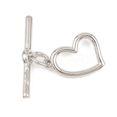 Heart Brass Toggle Clasps KK-G548-43P-01-1