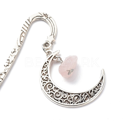 Natural Rose Quartz Raw Beads Bookmarks X-AJEW-JK00201-01-1