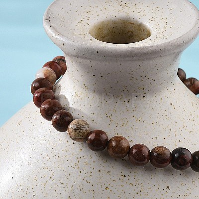 Natural Red Jasper Bead Stretch Bracelets X-BJEW-K212-A-012-1