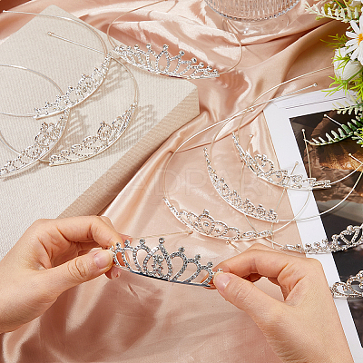 12Pcs 12 Styles Alloy Rhinestone Hair Bands OHAR-HS0001-05-1