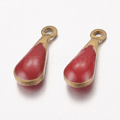Antique Golden Plated Brass Enamel teardrop X-KK-Q571-01G-1