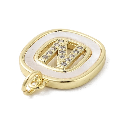 Rack Plating Brass Micro Pave Clear Cubic Zirconia Pendants KK-E102-33G-N-1