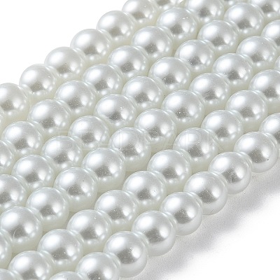 White Glass Pearl Round Loose Beads For Jewelry Necklace Craft Making X-HY-8D-B01-1