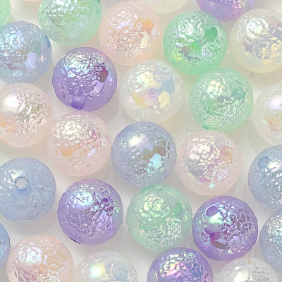 UV Plating Rainbow Iridescent Imitation Jelly Acrylic Beads OACR-K003-005-1