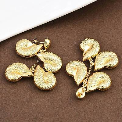 304 Stainless Steel Dangle Stud Earrings EJEW-P325-05G-G-1