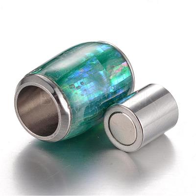 304 Stainless Steel Enamel Magnetic Clasps with Glue-in Ends STAS-P096-05-1