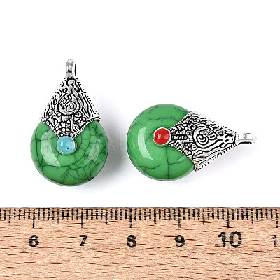 Tibetan Style Resin Pendants RESI-T022-16H-1