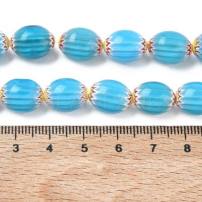Handmade Millefiori Glass Oval Bead Strands LK-Z001-01A-03-1
