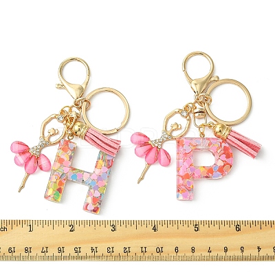 Letter A~Z Transparent Glitter Resin Pendant Keychains KEYC-FZ00024-19-1