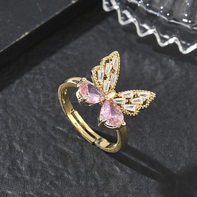 Brass & Cubic Zirconia Finger Rings CU-CBA7E55-10G-1