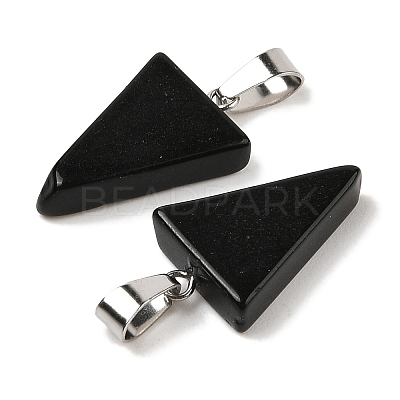 Natural Obsidian Pendants G-B127-04P-06-1