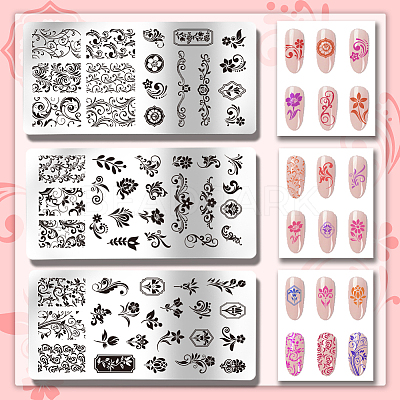 Stainless Steel DIY Nail Art Templates MRMJ-WH0092-045-1