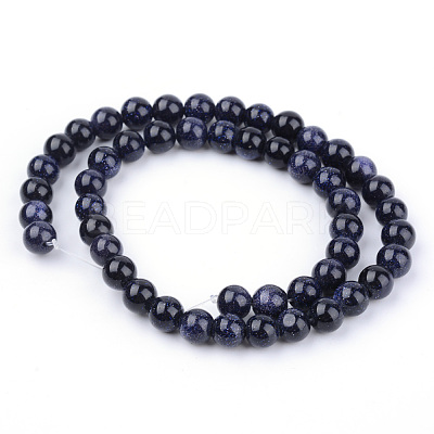 Synthetic Blue Goldstone Beads Strands X-G-Q462-10mm-28-1