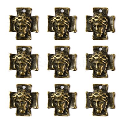 Tibetan Style Alloy Cross with Jesus Alloy Pendants for Easter Jewelry MLF10674Y-NF-1
