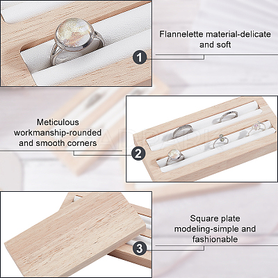 2-Slot Wooden Ring Display Stands ODIS-WH0025-88-1