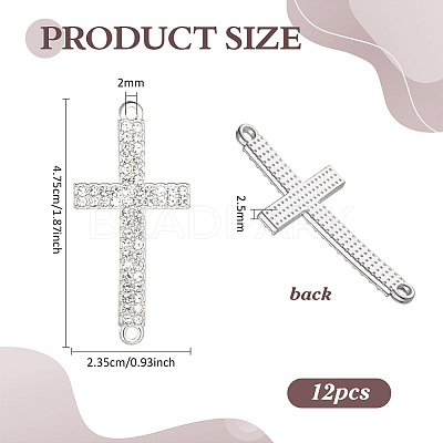 12Pcs Religion Alloy Crystal Rhinestone Connector Charms FIND-PH0038-15S-1