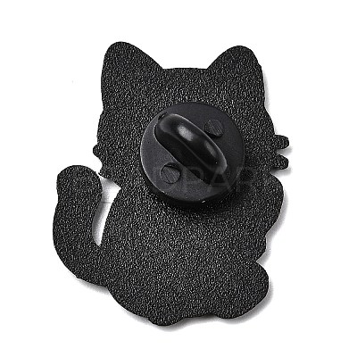 Cat with Fish Enamel Pins JEWB-I055-05EB-07-1