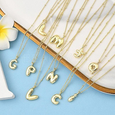 1Pc Initial Letter Brass Pendant Necklaces NJEW-YW0001-24Z-1