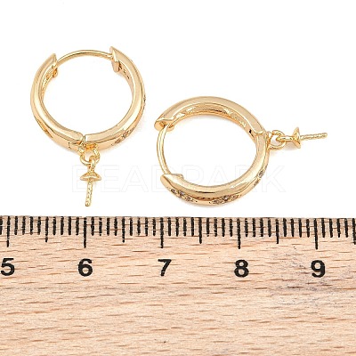 Brass Micro Pave Clear Cubic Zirconia Huggie Hoop Earring Findings KK-CBA2DE6-16G-1