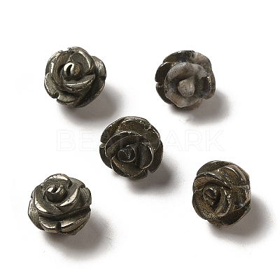 Natural Pyrite Carved Flower Scattered Beads G-O156-B-32-1