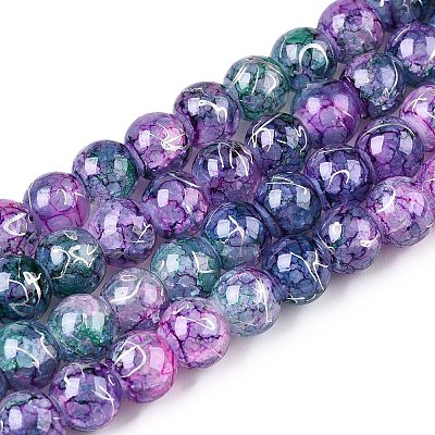 Drawbench Crackle Glass Beads Strands GLAA-N006-8mm-05-1