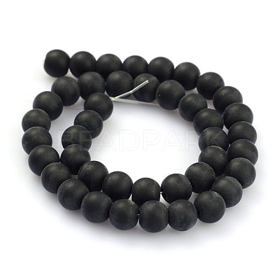 Frosted Glass Round Bead Strands GLAA-J064-8mm-02-1