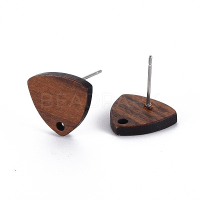 Walnut Wood Stud Earring Findings WOOD-S054-47-1
