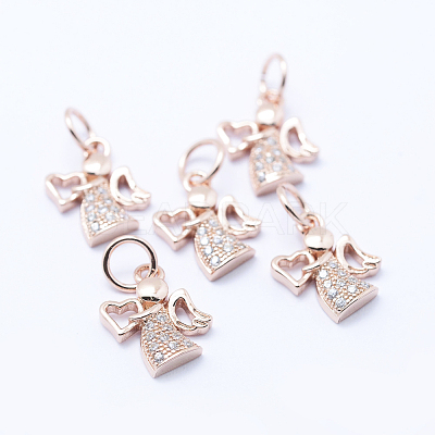 Brass Micro Pave Cubic Zirconia Charms KK-P133-03RG-NR-1