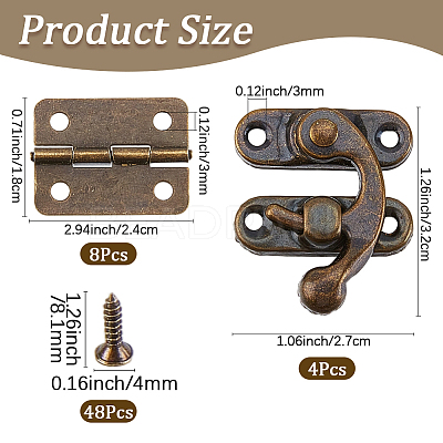 4Pcs Zinc Alloy Wooden Box Lock Catch Clasps DIY-CL0001-35-1