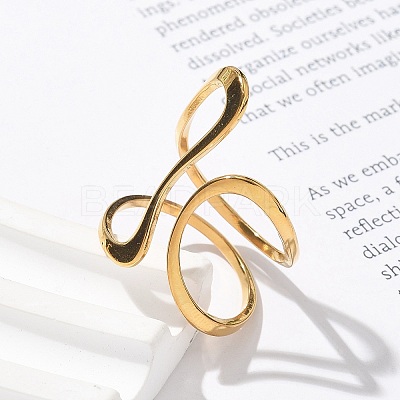 304 Stainless Steel Open Cuff Rings for Women RJEW-Z077-01G-08-1