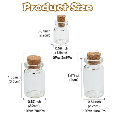 30Pcs 3 Styles Mini Cute Small Glass Jar Glass Bottles AJEW-YW0001-45-1