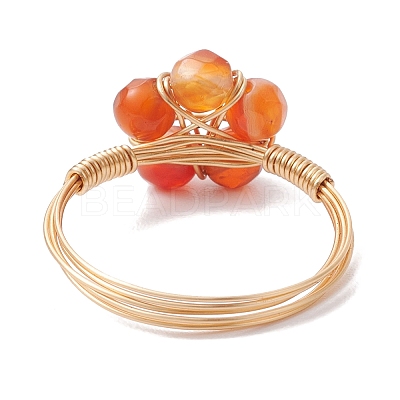 4Pcs 4 Style Natural Mixed Gemstone Star Finger Rings RJEW-TA00086-1