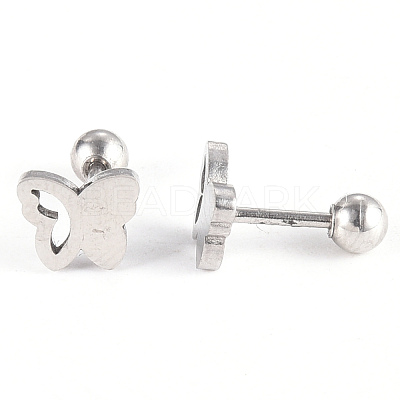 Tarnish Resistant 201 Stainless Steel Barbell Cartilage Earrings EJEW-R147-11-1