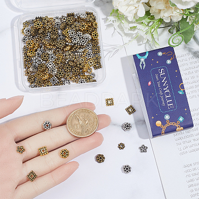 240Pcs 12 Styles Tibetan Style Alloy Spacer Beads TIBE-SC0002-59A-1