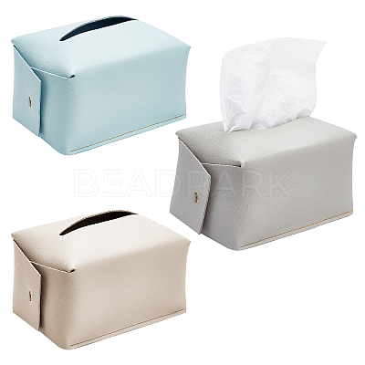 3Pcs 3 Colors Foldable PVC Imitation Leather Tissue Storage Bags ABAG-CA0001-11-1