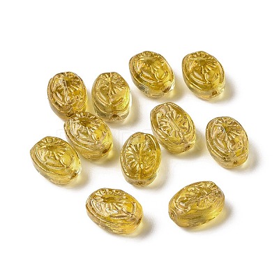 Transparent Spray Painted Glass Beads GLAA-I050-07-1
