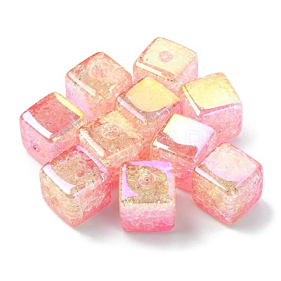 10Pcs Gradient Color & UV Plating Transparent Acrylic Beads OACR-YW0002-25B-1