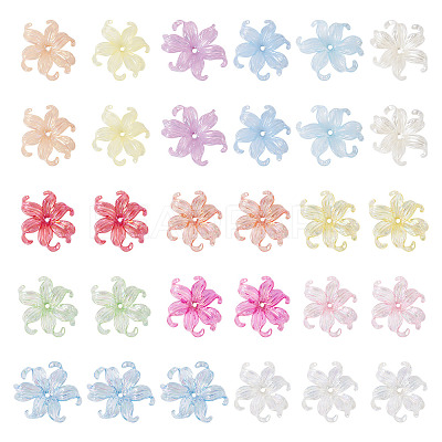 50Pcs 2 Styles Acrylic Bead Caps OACR-TA0004-84-1