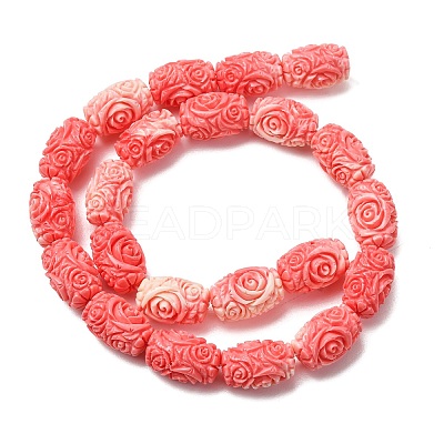 Synthetic Coral Dyed Carved Beads Strands SH-CBAE713-02-1