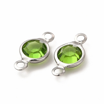 304 Stainless Steel with Glass Connector Charms STAS-G305-08P-01-1