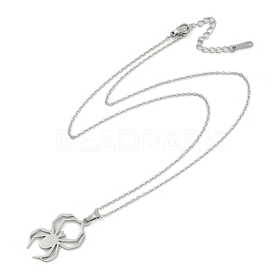 Halloween Series 202 Stainless Steel Cable Chain Spider Pendant Necklaces NJEW-S005-01P-F-1