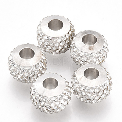 Polymer Clay Rhinestones European Beads X-FPDL-T001-02F-1