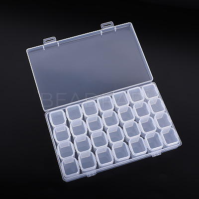 Transparent PP Plastic 28 Grids Bead Containers CON-PW0001-027B-1
