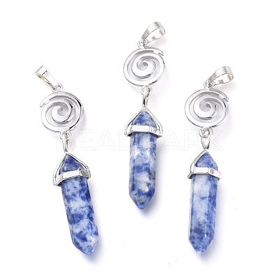 Natural Blue Spot Jasper Pointed Big Pendants G-D0021-01P-03-1