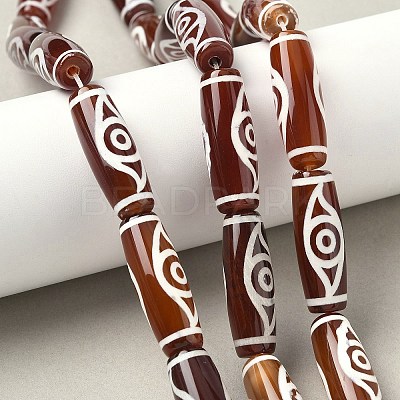Rice Shape Tibetan Style dZi Beads Strands G-A269-A01-01-1