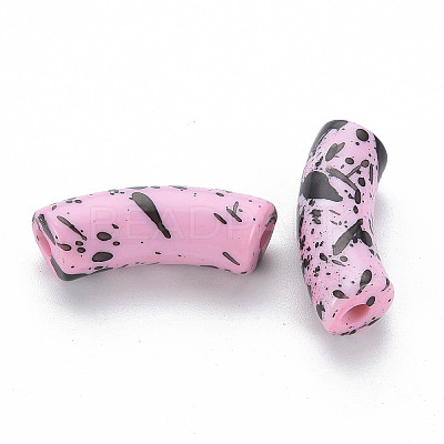 Opaque Spray Painted Acrylic Beads MACR-S372-001F-B03-1