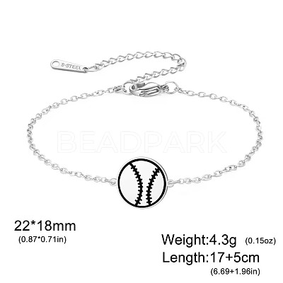 304 Stainless Steel Sport Ball Link Bracelets for Women WG444BD-01-1