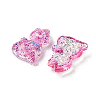 Transparent Resin Bowknot Kitten Decoden Cabochons RESI-M045-07B-1